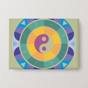 Farbige Yin-Yang-Muster Button