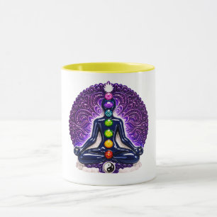 Farbige Yoga-Chakra-Meditations-Silhouette Tasse