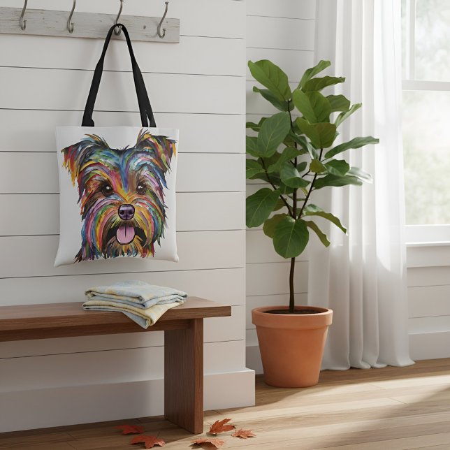 Farbige Yorkie-Hund-Tasche mit lebendiger Kunstges (Von Creator hochgeladen)