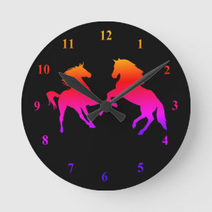 Farbige Zahlen und die Uhr am Pferd wählen Farbe