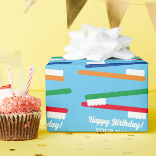 Farbige Zahnbürstenmuster zum Geburtstag Geschenkpapier