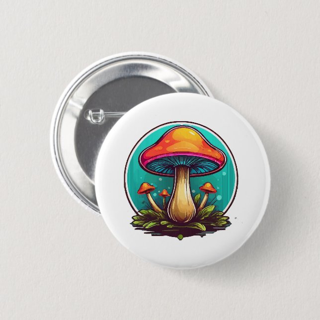 Farbige Zauberpilze Button (Vorne & Hinten)