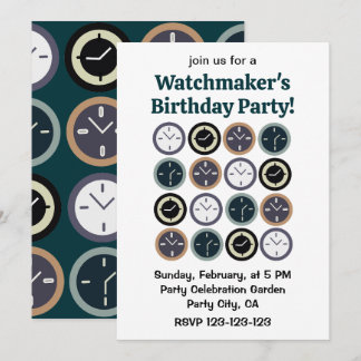 Farbige Zeit Uhr Muster Uhrmacher Geburtstag Einladung