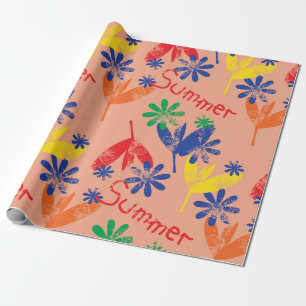 Farbige zeitgenössische Sommerblumen-Collage mit h Geschenkpapier