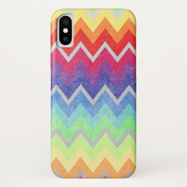 Farbige Zickzack Muster Regenbogenfarben Case-Mate iPhone Hülle (Rückseite)