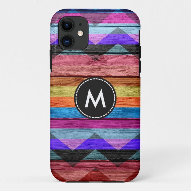 Farbige Zickzack Streifen Holz #2 Case-Mate iPhone Hülle (Rückseite)