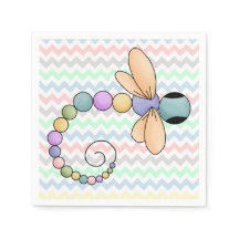Farbige Zickzack und Dragonfly Paper Napkins