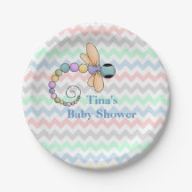 Farbige Zickzack und Dragonfly-Papierplatte