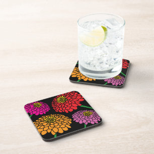 Farbige Zinnia Blume drucken Drink Untersetzer Set