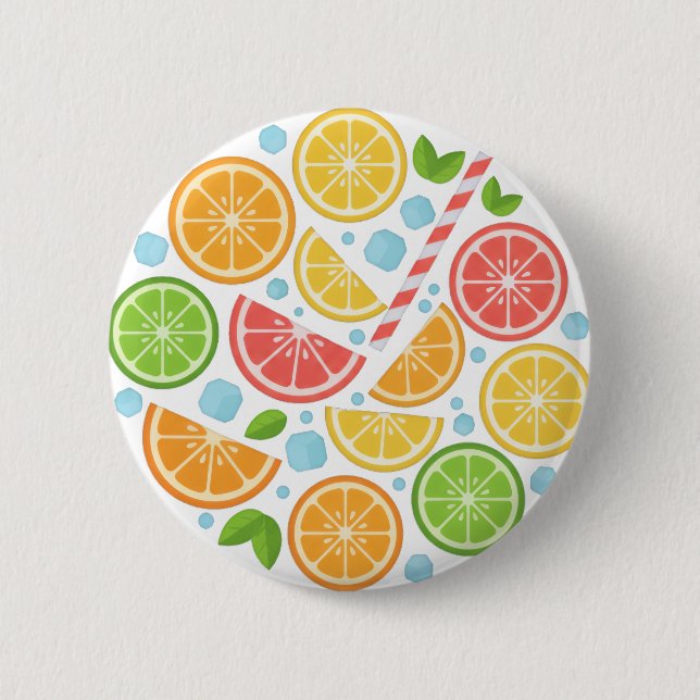 Farbige Zitrusfrucht Knopfnadel - Sommer-Limonie O Button (Vorderseite)