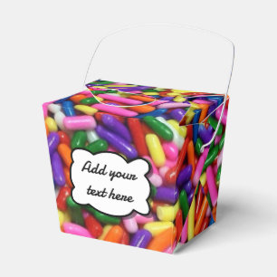 Farbige Zucker-Sprinkles mit individuellem Text Geschenkschachtel