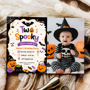 Farbige Zwei Gruselige Halloween-Geburtstagsfeier Einladung