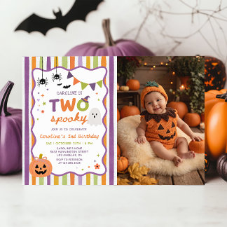 Farbige Zwei Gruselige Halloween-Geister-Geburtsta Einladung