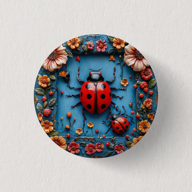 Farbiger 3D-Ladybug Button (Vorderseite)