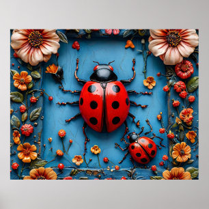 Farbiger 3D-Ladybug Poster