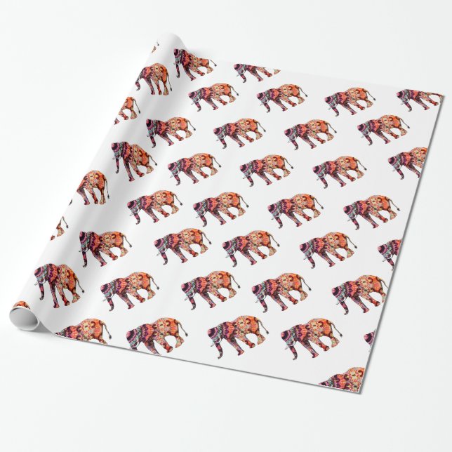 Farbiger abstrakter Elefant Geschenkpapier (Ungerollt)