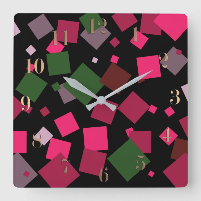 Farbiger abstrakter Hintergrund Quadratische Wanduhr (Vorderseite)