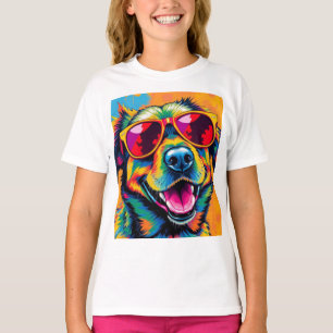 Farbiger abstrakter Hund mit Sonnenbrille T-Shirt