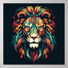 Farbiger abstrakter Löwenkopf Poster