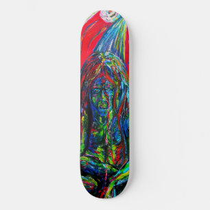 Farbiger abstrakter Mann Öl auf Leinwand Skateboard