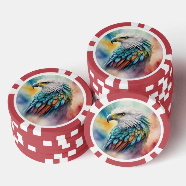 Farbiger Adler Pokerchips (Stapel)