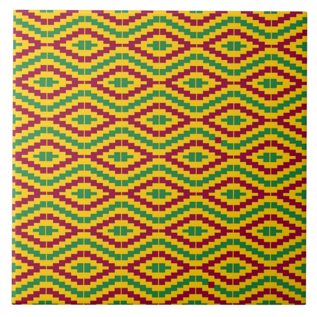 Farbiger afrikanischer Kente-Stoff Fliese (Vorderseite)