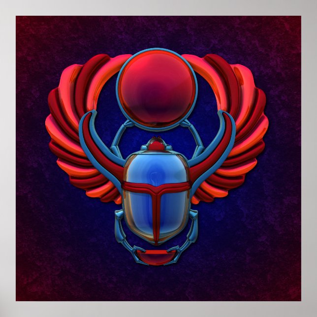 Farbiger ägyptischer Skarabäus Poster (Vorne)