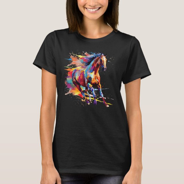 Farbiger Andalusier Splash Art T-Shirt (Vorderseite)