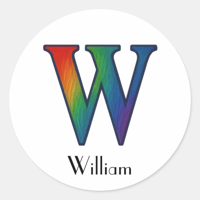 Farbiger Anfangsbuchstabe W Aufkleber (Vorderseite)