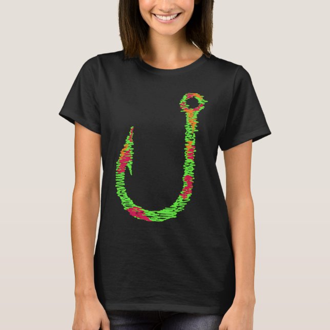 Farbiger Angelhaken T-Shirt (Vorderseite)