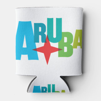 Farbiger Aruba Text mit Red Star Design Dosenkühler