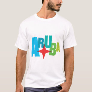 Farbiger Aruba-Text mit Red Star Design T-Shirt
