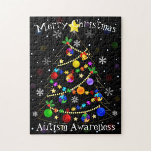 Farbiger Autismus Weihnachtsbaum Puzzle