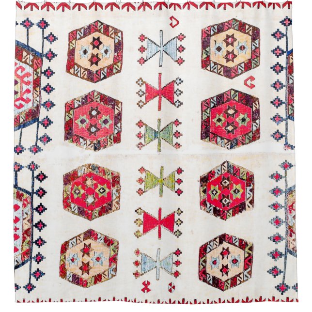 Farbiger Azteken-Muster Duschvorhang (Vorderseite)