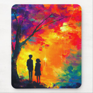 Farbiger Baum der Liebe Mousepad