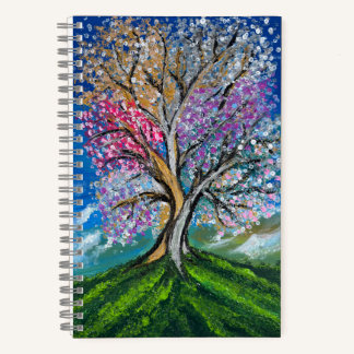 Farbiger Baum - handgefertigtes Kunstwerk Notizbuch