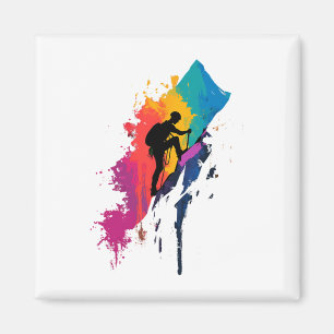Farbiger Bergsteiger Kletterer Bergsteigen Wandern Magnet