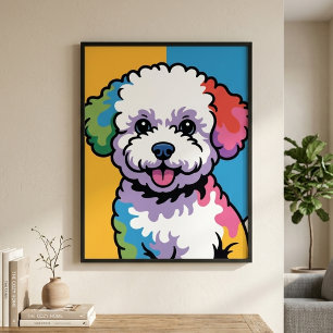 Farbiger Bichon Frise Hund Pop Art Poster