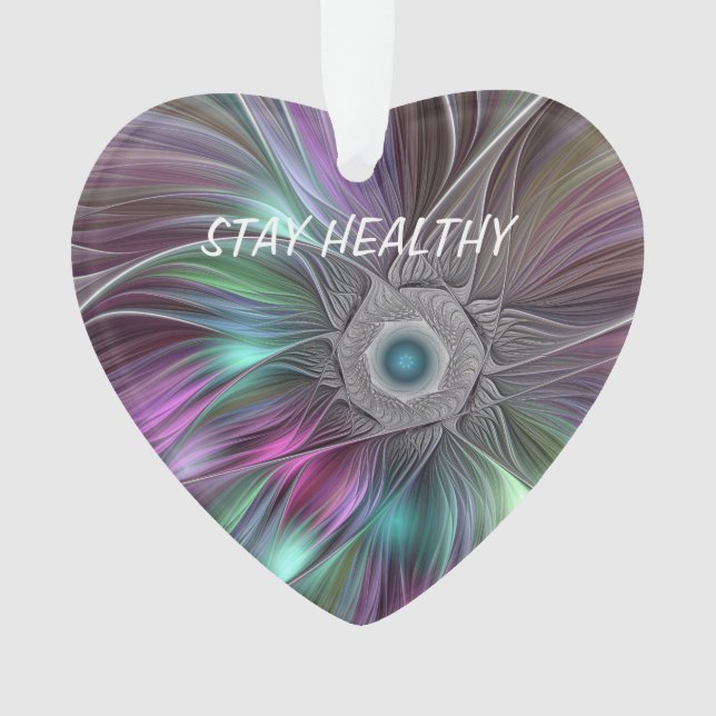 Farbiger Big Blume Abstrakter Trippy Fraktal Text Ornament (Vorderseite)