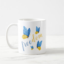 Farbiger Blauer Gelber Schmetterling Kaffeetasse