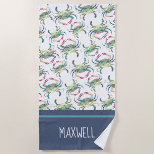 Farbiger Blauer Schwimmkrabben  Strandtuch