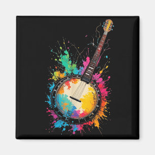 Farbiger Bluegrass-Banjo-Farbkleckse Musik Liebe Magnet