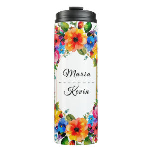 Farbiger Blumenkranz für die Hochzeit Thermosbecher