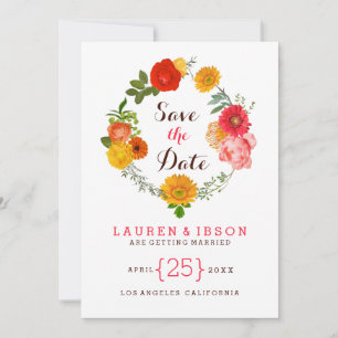 Farbiger Blumenkranz - Termin vormerken Save The Date
