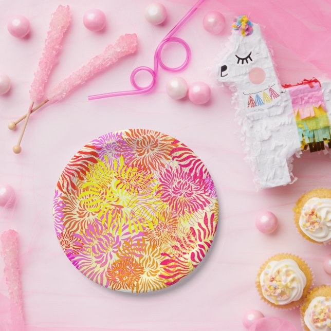 Farbiger Blütenfrühling Pappteller (Party)