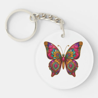 Farbiger Boho-Mandala-Schmetterling-Acryl-Schlüsse Schlüsselanhänger