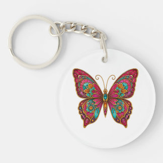 Farbiger Boho-Mandala-Schmetterling-Acryl-Schlüsse Schlüsselanhänger