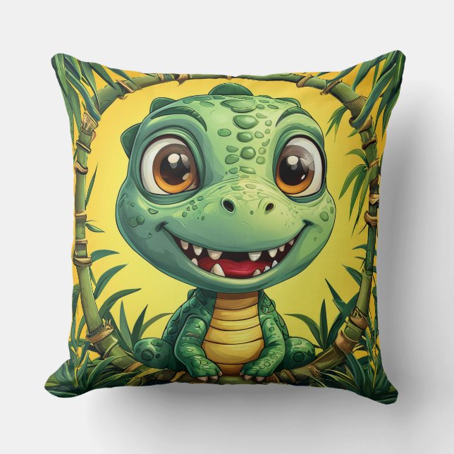 Farbiger Cartoon Dinosaurier Kissen (Vorderseite)