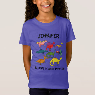 Farbiger Cartoon Dinosaurier mit Individuelle Name T-Shirt