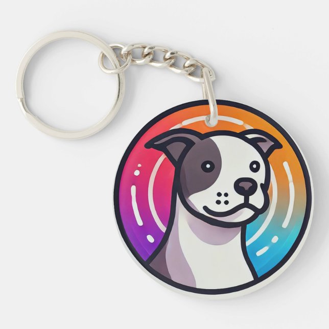 Farbiger Cartoon Dog Schlüsselanhänger (Vorderseite)